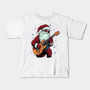 Christmas Guitar Gift Santa Claus Guitarist Funny Guitar Kids T-Shirt